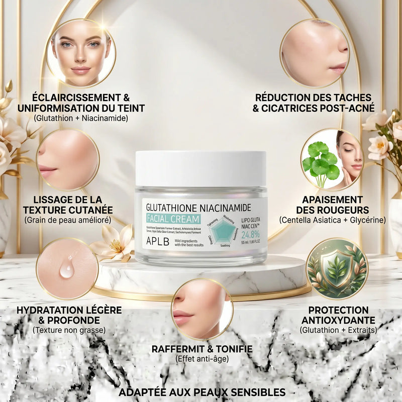 Crème Visage au Glutathion et à la Niacinamide 55g - Éclat, Hydratation & Teint Unifié - APLB APLB