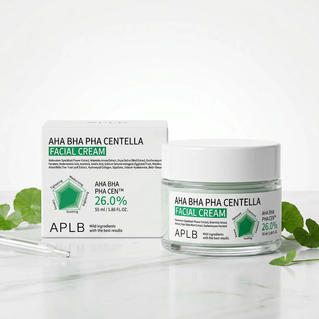Crème visage à la Centella Asiatica AHA BHA PHA – Crème Hydratante & Exfoliante Triple Acid 26%  – APLB APLB