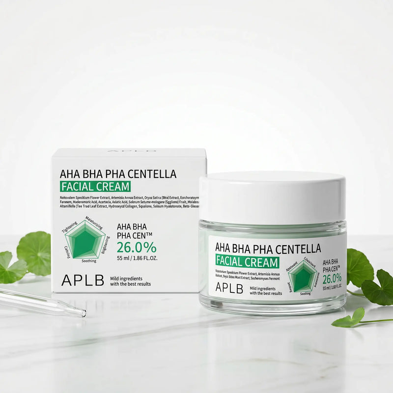 Crème visage à la Centella Asiatica AHA BHA PHA – Crème Hydratante & Exfoliante Triple Acid 26%  – APLB APLB