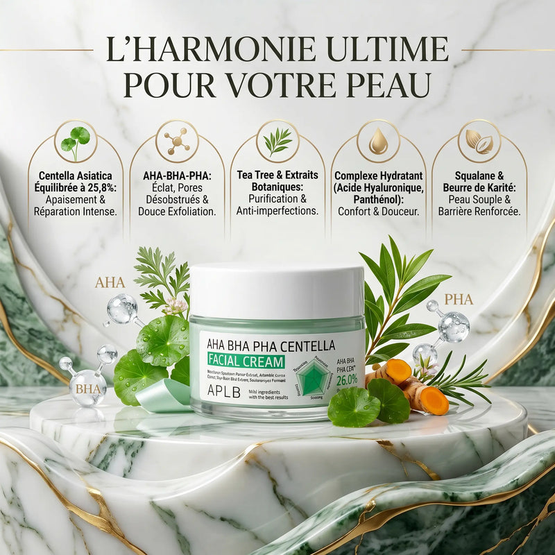 Crème visage à la Centella Asiatica AHA BHA PHA – Crème Hydratante & Exfoliante Triple Acid 26%  – APLB APLB