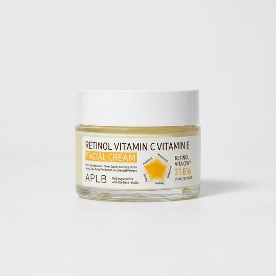 Crème Visage Rétinol Vitamine C & E 55 mg – Anti-Âget Éclat, Hydratation & Teint Unifié - APLB APLB
