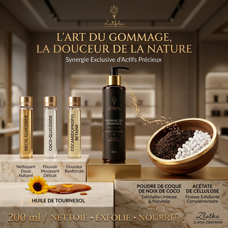 Gel Douche Exfoliant 2en1 – Chocolat Suisse & Noix de Coco 200 ml – Latifolia Latifolia