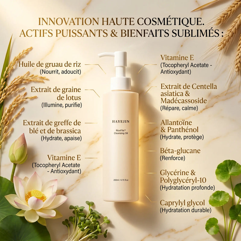 Huile Démaquillante hypoallergénique à l'Huile de Graine de Riz Fermentée 200 ml - HAYEJIN HAYEJIN