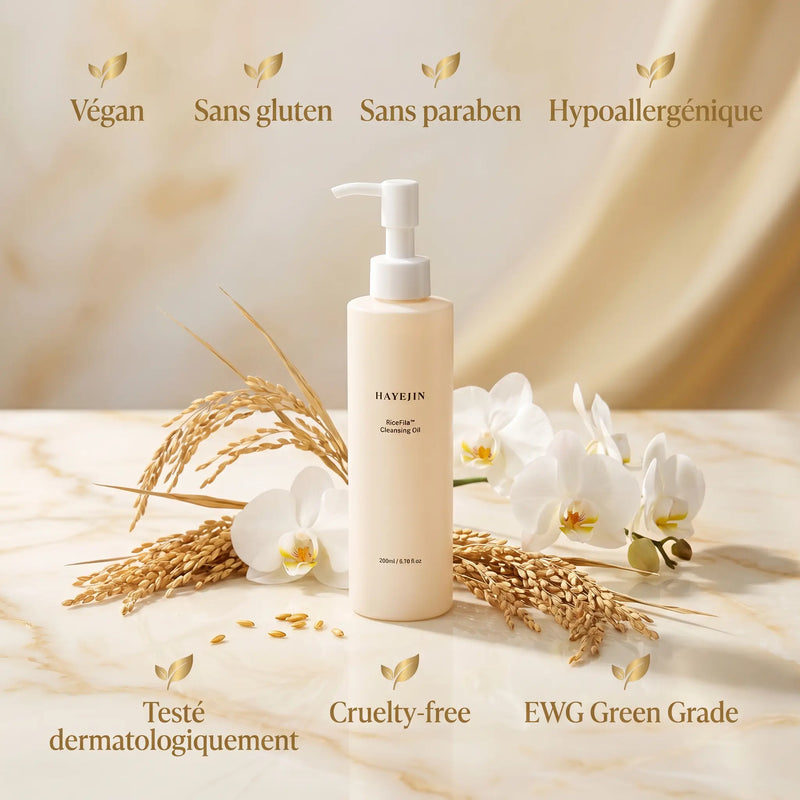 Huile Démaquillante hypoallergénique à l'Huile de Graine de Riz Fermentée 200 ml - HAYEJIN HAYEJIN