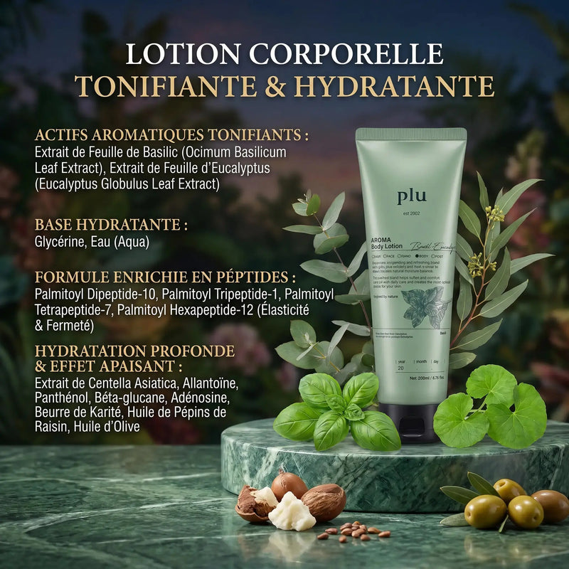 Lotion Corporelle 200 ml - Hydratante & Rafraîchissante - Eucalyptus & Basilic - PLU PLU