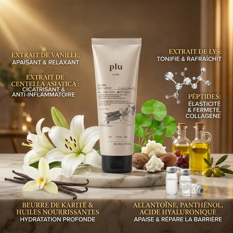 Lotion Corporelle 200 ml - Hydratante - Vanille & Lys - PLU PLU