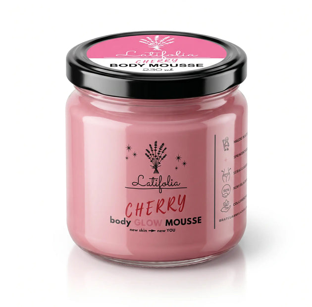 Slightly Shimmering Cherry Body Mousse 230 ml – Moisturizing Care - Latifolia Latifolia