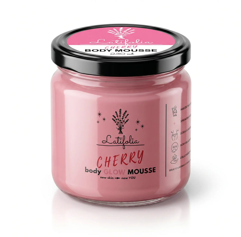 Mousse corporelle légèrement pailletée à la Cerise 230 ml – Soin Hydratant - Latifolia Latifolia