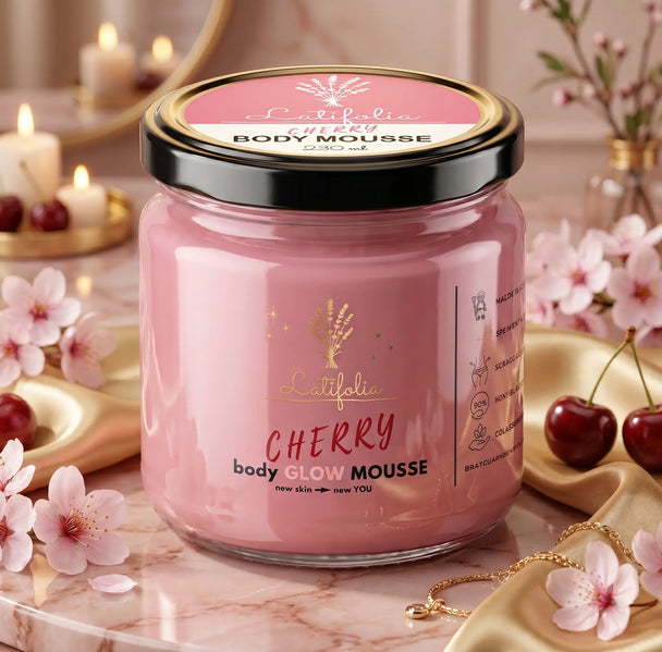 Mousse corporelle légèrement pailletée à la Cerise 230 ml – Soin Hydratant - Latifolia Latifolia
