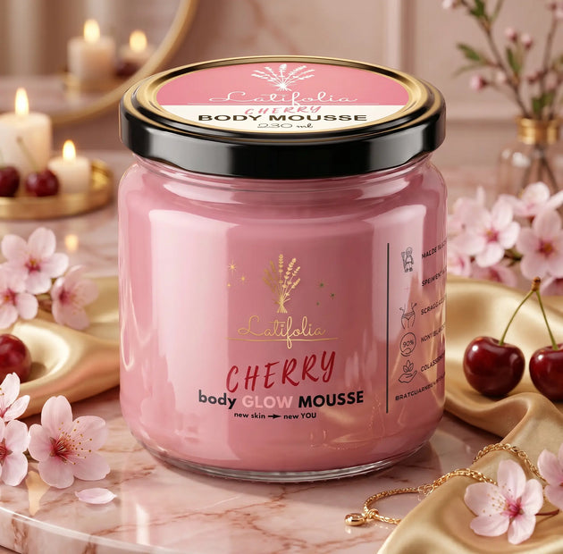 Slightly Shimmering Cherry Body Mousse 230 ml – Moisturizing Care - Latifolia Latifolia