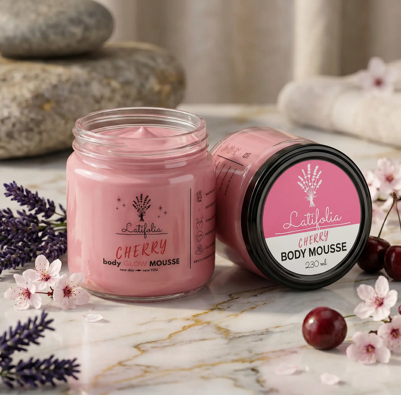 Mousse corporelle légèrement pailletée à la Cerise 230 ml – Soin Hydratant - Latifolia Latifolia