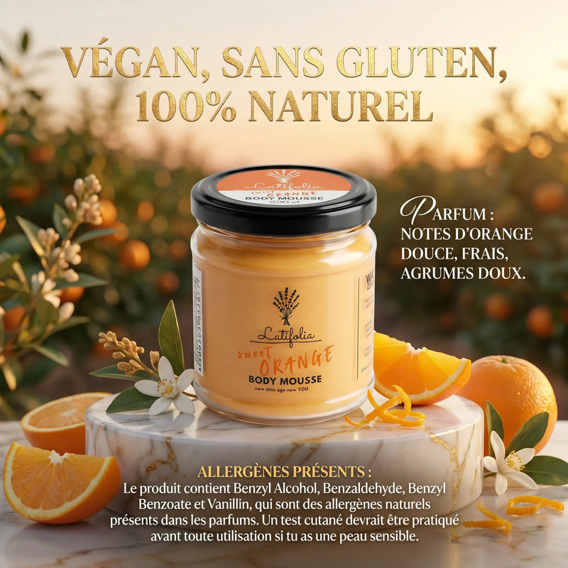 Mousse Corporelle Orange & Noix de Coco Scintillante 230 ml – Soin Hydratant  – Latifolia Latifolia