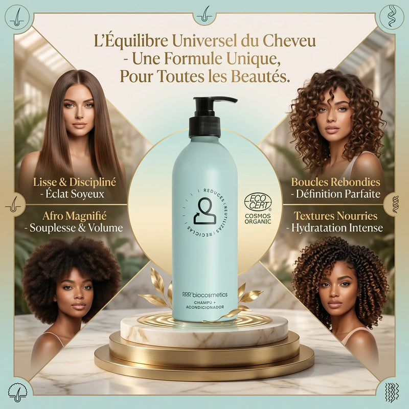 Shampooing et Conditionneur Écologique 500 ml – RRR’biocosmetics - Bio, Vegan & COSMOS ORGANIC - Elohé Beauty