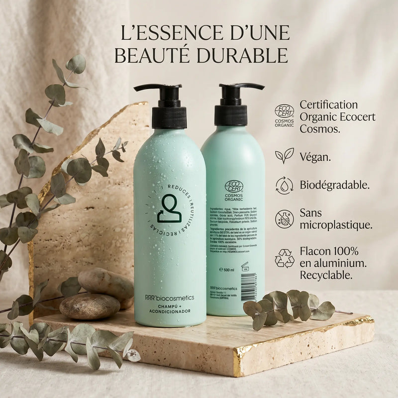 Shampooing et Conditionneur Écologique 500 ml – RRR’biocosmetics - Bio, Vegan & COSMOS ORGANIC - Elohé Beauty