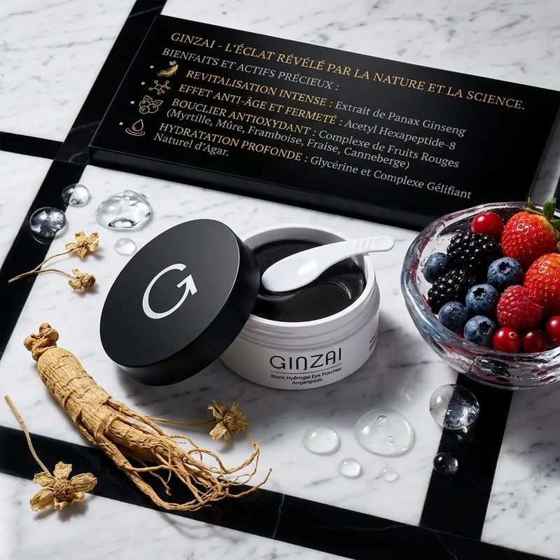 Patchs Yeux Hydrogel Noirs au Ginseng - Regard Lisse & Éclat - GINZAI Ginzai